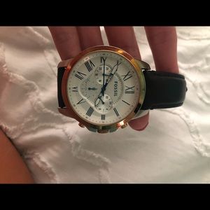 Navy leather fossil watch